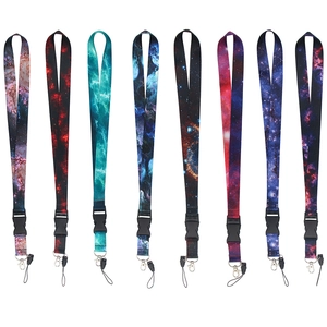 Eight premium starry sky galaxy pattern lanyards with metal swivel hooks for ID cards