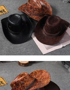 Detail of vintage western straw cowboy hat with crackle texture and braided rope band