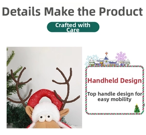 Detail of Christmas reindeer decoration with a glitter red handle for easy hanging