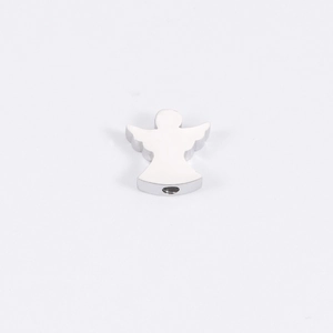 Detail shot of silver angel bead with small hole for DIY jewelry making
