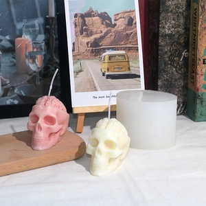 Molde de silicona de cráneo cerebro 3D y velas perfumadas artesanales para manualidades Halloween