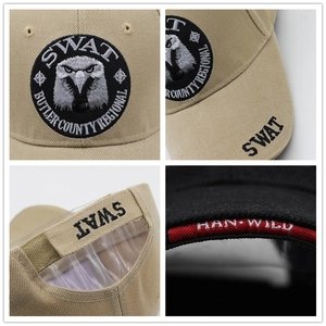 Casquette de baseball tactique avec broderie SWAT et écusson d'aigle, kaki et noir