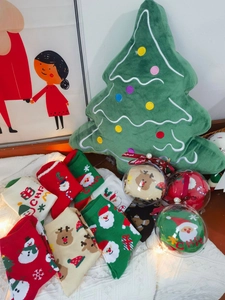 Calze natalizie in cotone con renne e Babbo Natale in palline regalo decorative