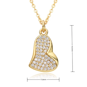 Detail view of heart pendant necklace with dimensions 11.8mm width and 18.5mm height