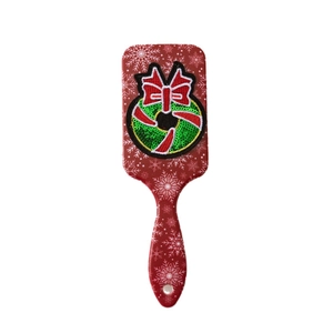 Christmas sequin embroidered wreath air cushion comb with snowflake pattern and hanging hole