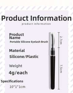 Detail view of portable silicone mascara wand with dimensions and transparent cap