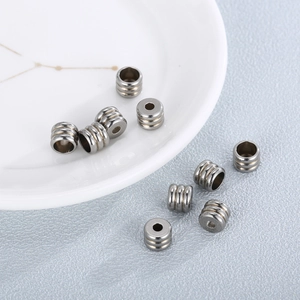 Polished silver and gold stainless steel spacer beads for DIY leather bracelet jewelry
