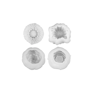 Set of four floral silicone molds for aromatherapy candles with carnation and lotus shapes