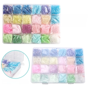 24-color glass seed beads DIY jewelry kit with 20,000 pieces in a clear storage box
