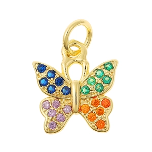 Exquisite gold butterfly pendant with colorful cubic zirconia for DIY necklaces