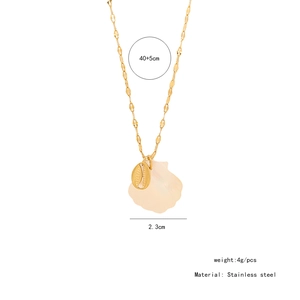 Detail view of shell necklace specifications including size 40+5cm and weight 4g per piece