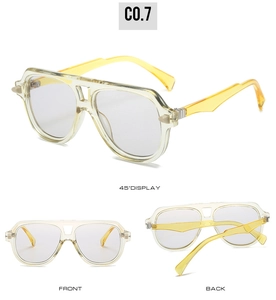 Vues multiples de lunettes de soleil pilote vintage avec monture champagne et jaune