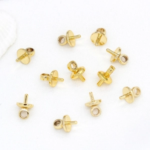 14k gold plated pearl pendant bases with pin and hanging loop for DIY jewelry making
