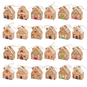 Christmas Advent Calendar Gingerbread House Gift Boxes Kraft Paper Candy Packaging With Number Tags And Hemp Rope Holiday Decor