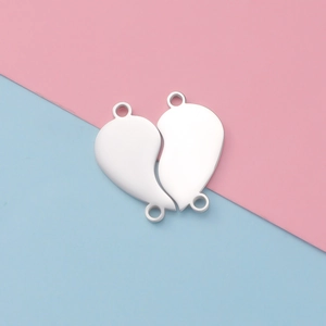 Connecteurs de pendentif en forme de cœur argenté poli pour bracelets et bijoux DIY