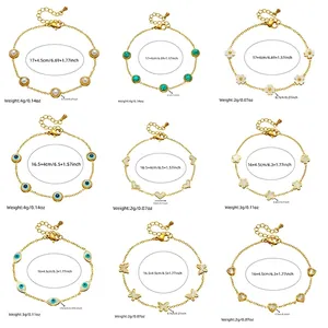 Size guide for stainless steel charm bracelets with evil eye and turquoise pendants