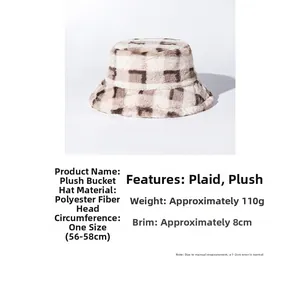 Spécifications de taille pour chapeau bob en peluche à damier en matière polyester