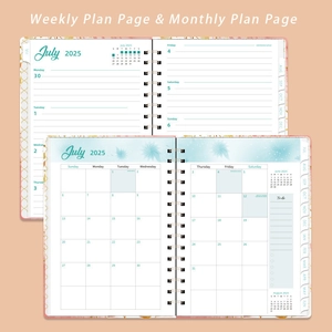 2025 A5 spiral daily planner featuring weekly and monthly layouts with side index tabs