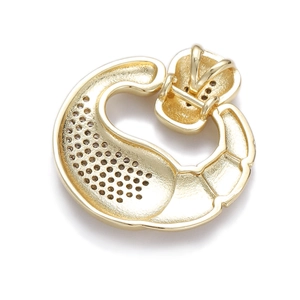 Detailed back view of a gold-plated heart pendant showing hollow texture and loop structure
