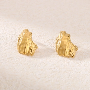 Irregular Lava Texture Geometric Earrings Stainless Steel 18K Gold Plated Asymmetric Statement Jewelry For Women