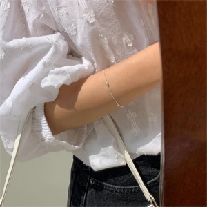 Minimalist S925 sterling silver olive bead thin chain bracelet for women daily wear
