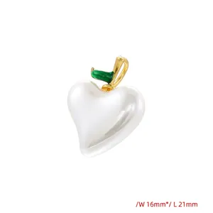 Detail of heart shell pearl pendant with dimensions showing 16mm width and 21mm length
