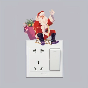 Christmas Santa Claus wall sticker for light switch decor with reindeer and sleigh