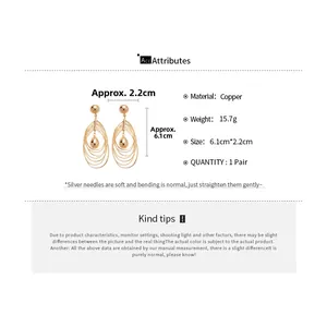 Detailed specs of 18k gold plated multi-layer teardrop earrings with S925 silver pins