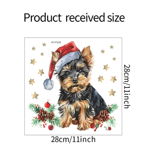 Detail view of Chihuahua Christmas wall sticker with stars and ornaments measuring 28cm