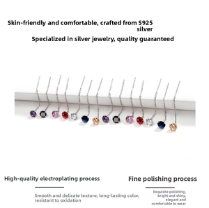 Detail showing S925 sterling silver drop earrings with multi-color zircon crystals