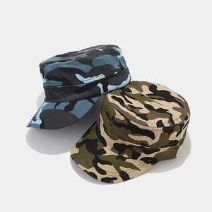 Blue and jungle camouflage flat top military caps for outdoor sun protection and hiking