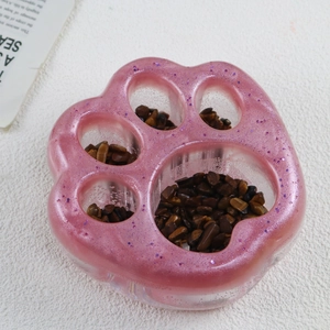Molde de silicona de pata de gato con purpurina rosa y piedras de ojo de tigre hogar