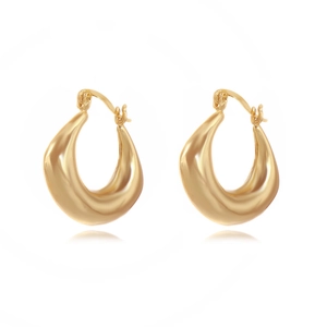 Minimalist 18k gold plated stainless steel teardrop hoop earrings for women