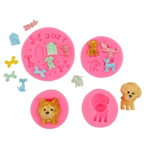 Moules en silicone pour chiens de dessin animé pour décoration de gâteaux fondant et chocolat
