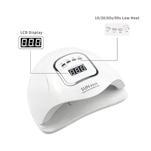 White 150W UV LED nail lamp with LCD display and 4 timer settings for quick drying gel polish
