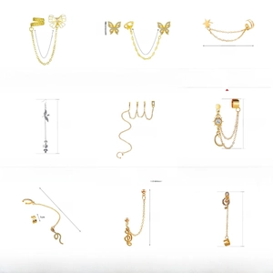 Detailed size chart for vintage gold cuff earrings set with cubic zirconia accents