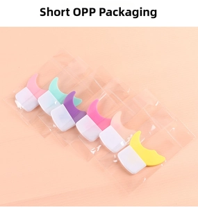 Macro detail of silicone mascara shield tools in multiple colors and OPP packaging
