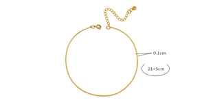Detail of 0.1cm gold snake bone anklet with 21+5cm adjustable chain and lobster clasp