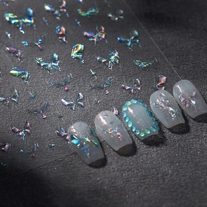 3D Relief Butterfly Nail Art Stickers Holographic Aurora Star Self Adhesive Manicure Decoration For DIY Nail Design