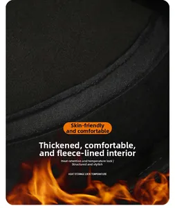 Detail of thick black fleece lining on a winter flat cap with heat retention insulation