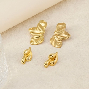 Waterdrop Earrings 18K Gold Plated 304 Stainless Steel Irregular Geometric Trendy Non-fading Jewelry For Women