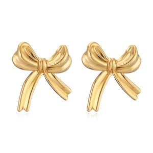 Elegant 18K gold plated bow stud earrings made of high-quality stainless steel
