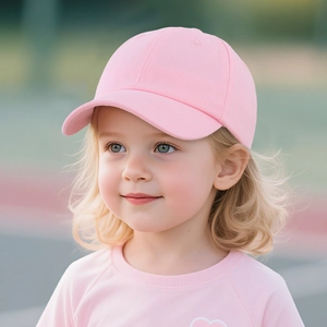 Classic light pink kids baseball cap in cotton twill, ideal for outdoor sun protection