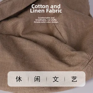 Close-up detail of brown breathable cotton linen fabric with natural woven texture
