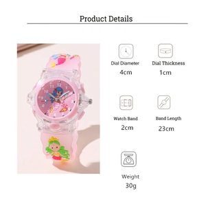Specifiche delle dimensioni per orologio da bambini a sirena rosa in silicone morbido