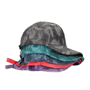 Stacked textured baseball caps in grey teal navy red and purple colors set of five