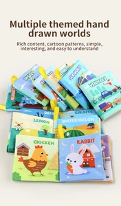 Détails de livres en tissu doux pour bébés avec thèmes d'animaux et véhicules