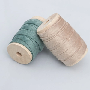 1cm double-sided velvet ribbon on wooden spools for DIY bows and gift packaging decor