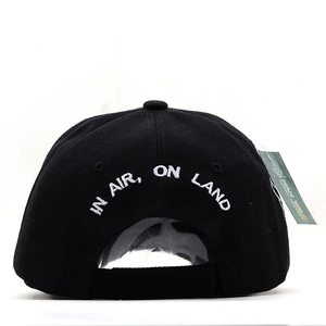 Outdoor black baseball cap featuring 82nd Airborne Division white embroidery on back