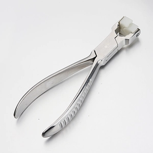 Stainless steel jewelry pliers with white nylon jaws for scratch-free bending and shaping